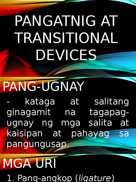 mga pangatnig at transitional devices